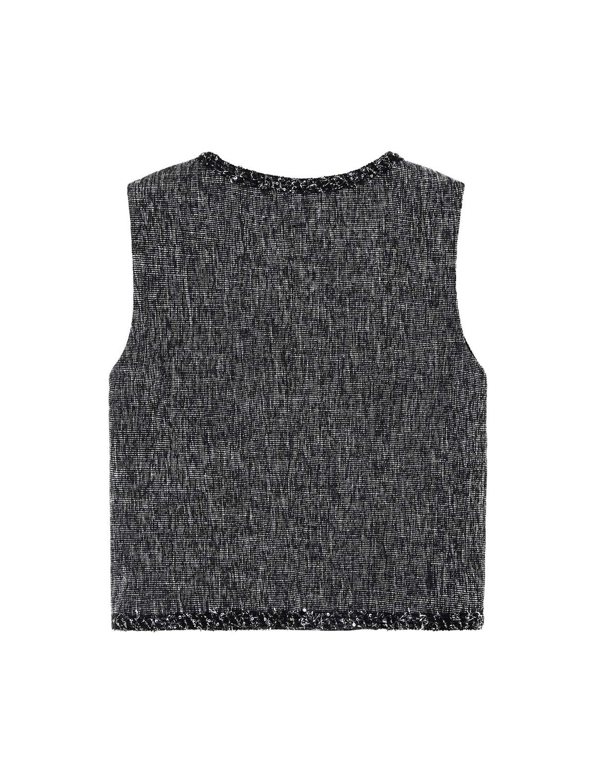 Black Trim Tweed Vest