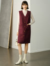 V-Neck Wool-Blend Sleeveless Knee-Length Dress