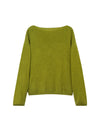Wool Blend Floral Applique Boatneck Relaxed Sweater
