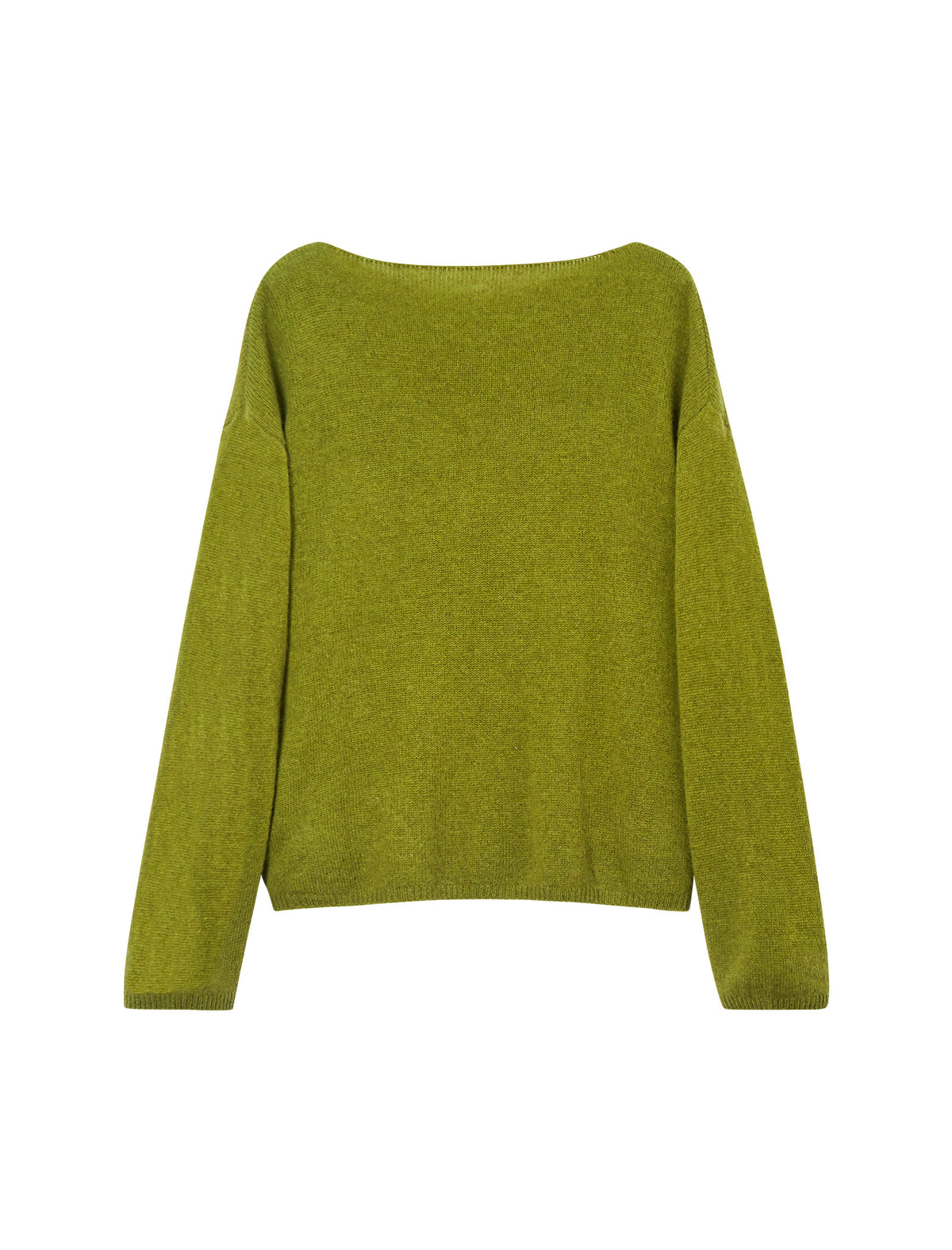 Wool Blend Floral Applique Boatneck Relaxed Sweater