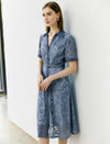 Cutout Lace Shirt Collar Dress