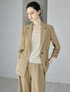 Notched Lapel Drawstring Waist Long Sleeve Jacket