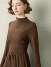 Mock Neck Wrap Detail Long Sleeve Midi Dress