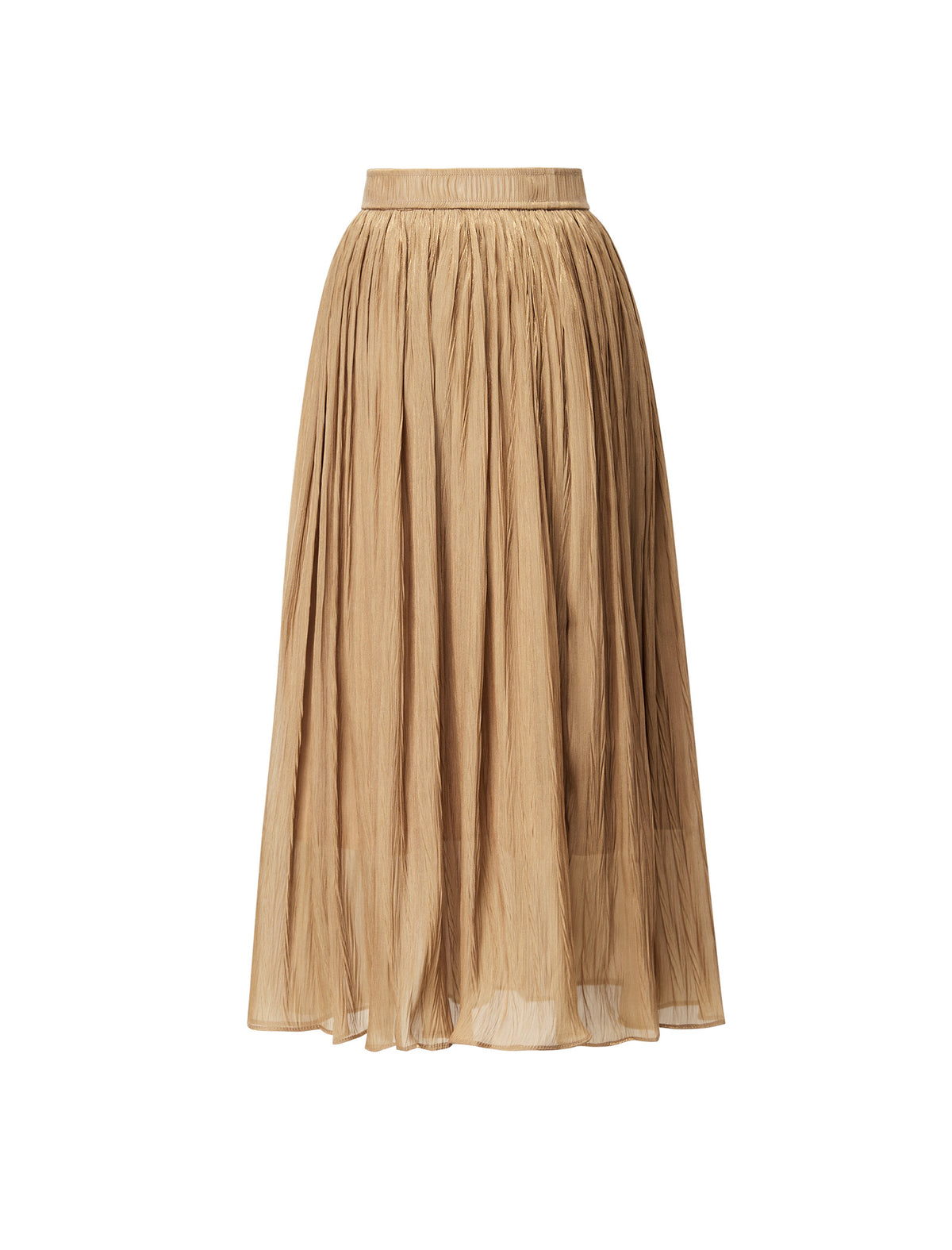 Crinkled Metallic Midi Skirt
