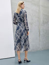 Navy Matisse Trellis Print Wrap Midi Dress