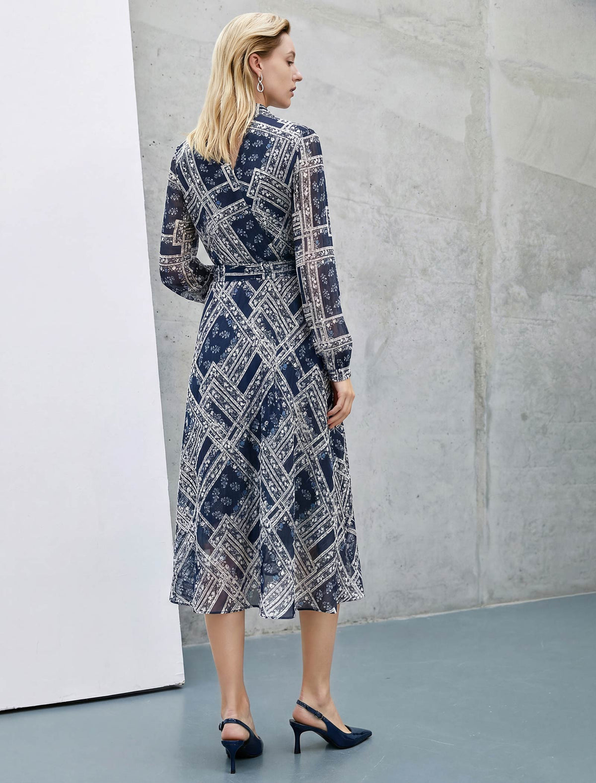 Navy Matisse Trellis Print Wrap Midi Dress
