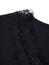 Black Lace-Trimmed Short Sleeve Cardigan