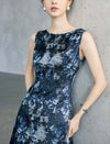 Sleeveless Floral Print Fit-and-Flare Midi Dress