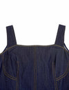 Denim Square Neck Midi Dress