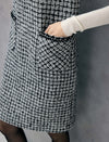 Wool Blend Braided-Trim Crewneck Pocket Sleeveless Dress