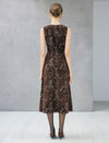 Embroidered Paisley Crewneck Sleeveless A-Line Midi Dress