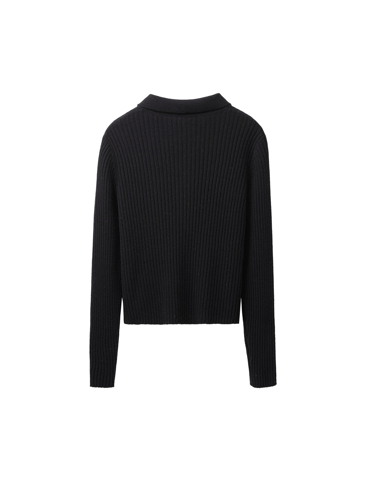 Wool Blend Zip Up Ribbed Knit Cardigan