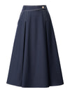 Vintage Pleated A‑Line Midi Skirt