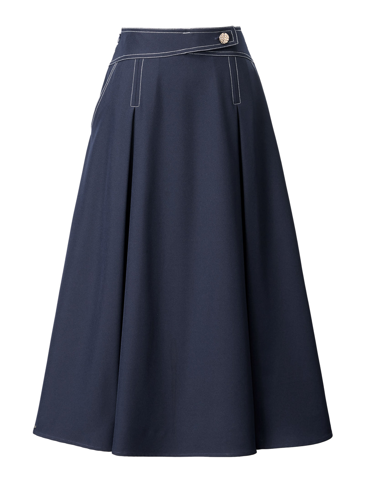 Vintage Pleated A‑Line Midi Skirt