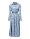 Plaid Belted Fit Flare Midi Dress