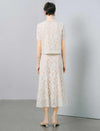 Ivory Floral Lace Midi A-Line Skirt