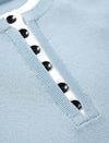 Light Blue Henley Knit Top