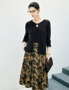 High‑Waist Floral Print A‑Line Midi Skirt