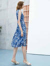 Elegant Floral Mulberry Silk Sleeveless Dress
