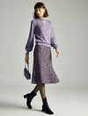 Dark Purple Tweed Fishtail Midi Skirt