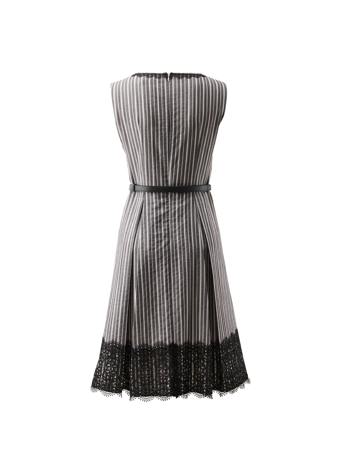 Striped Sleeveless Belted Dress