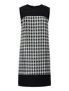 Houndstooth Wool-Blend Sleeveless Shift Dress