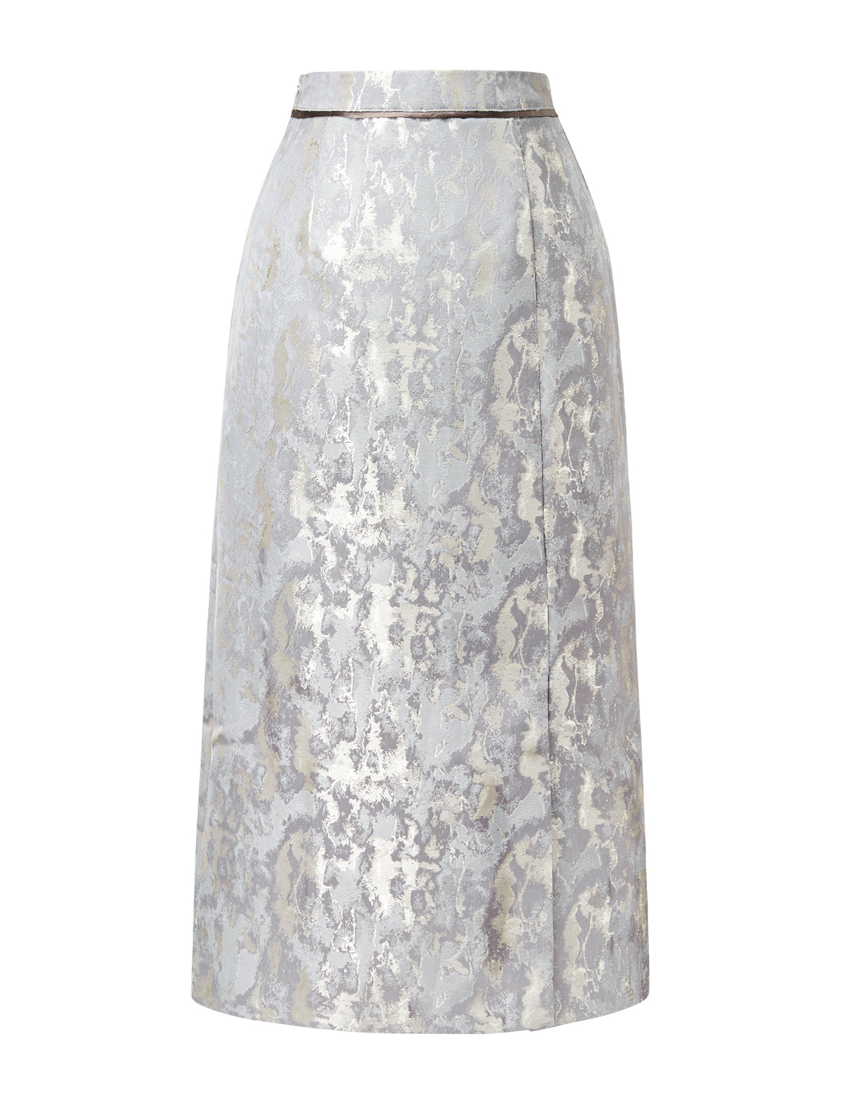 Front Slit Brocade Midi Skirt