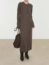 100% Wool Crew Neck Maxi Dress