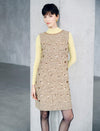 Sequin Textured Beaded Neck Sleeveless Shift Dress