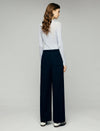 Contrast-Stitch Drawstring Wide-Leg Pants