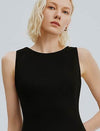 Back V-Cut Sleeveless Midi Dress