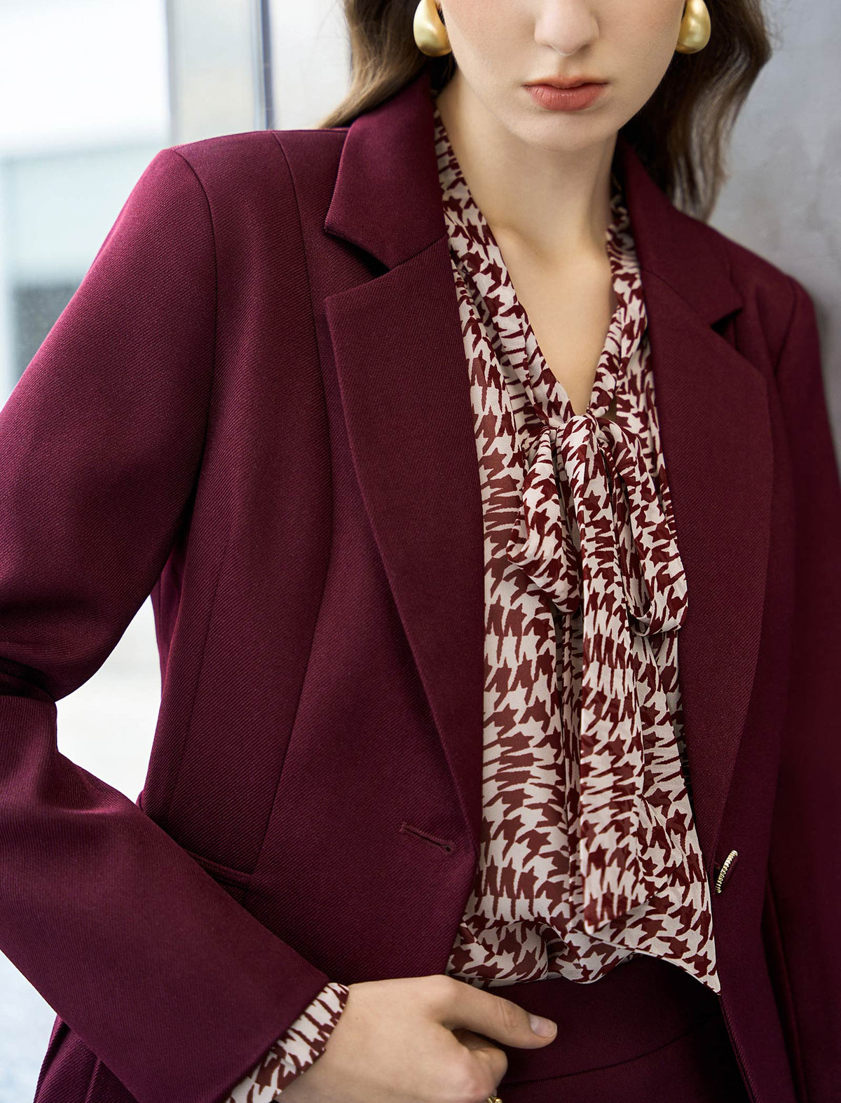 Burgundy Tailored Blazer