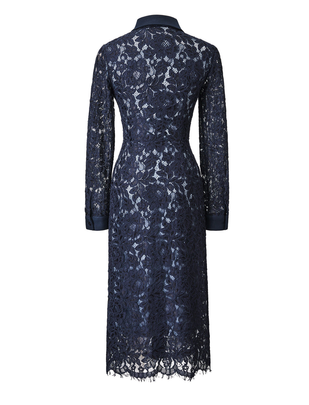 Navy Blue Lace Shirt Dress