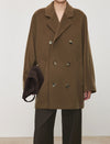 Wool-Cashmere Silk Lining Double-Breasted Coat