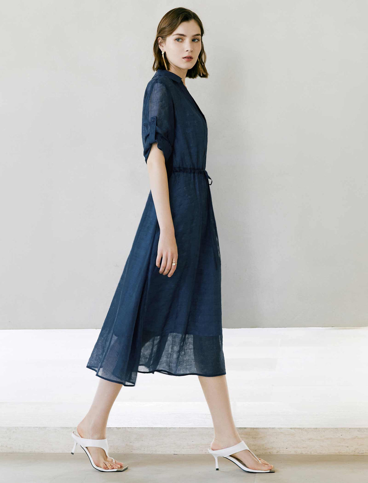 V-Neck Tencel Shirt Dress