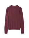 Wool Red Elegant Lapel Loose Knit Sweater