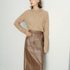 Textured Mock Neck Top - Camel