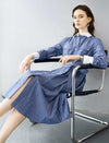 Striped Shirt Cotton Midi Dress