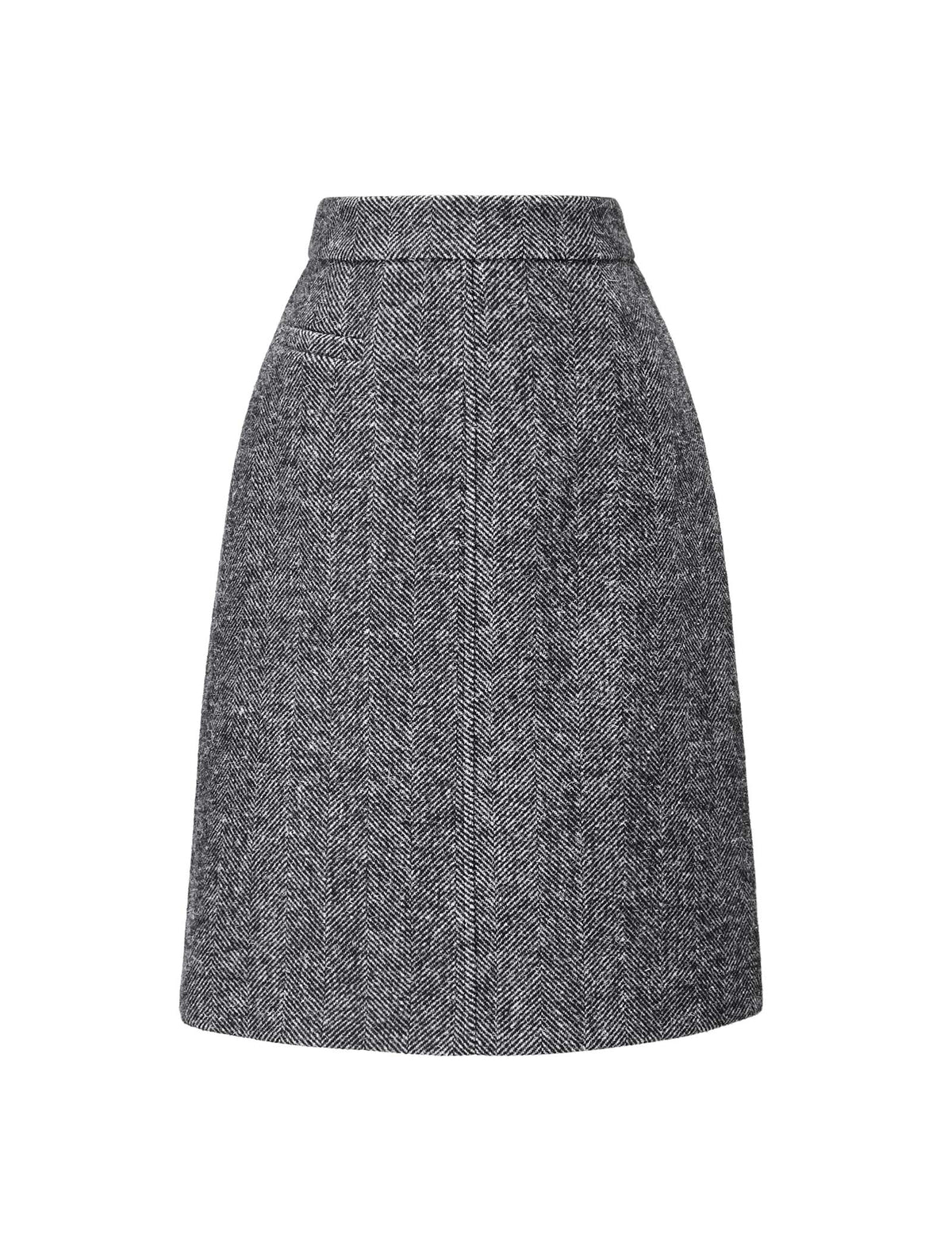 Wool Gray Classic Mid-Length Skirt