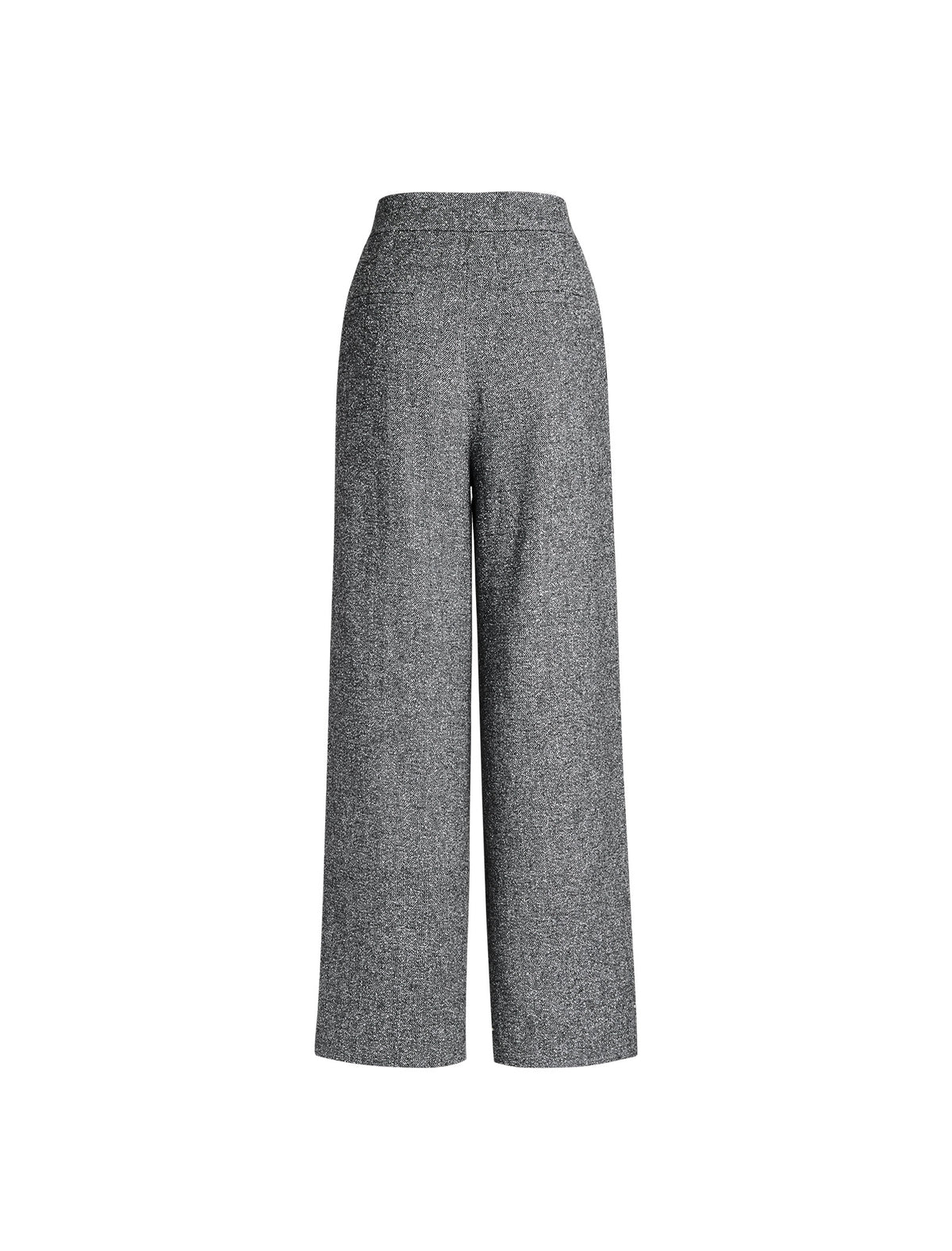 Wool Blend High-Waist Wide-Leg Full-Length Pants