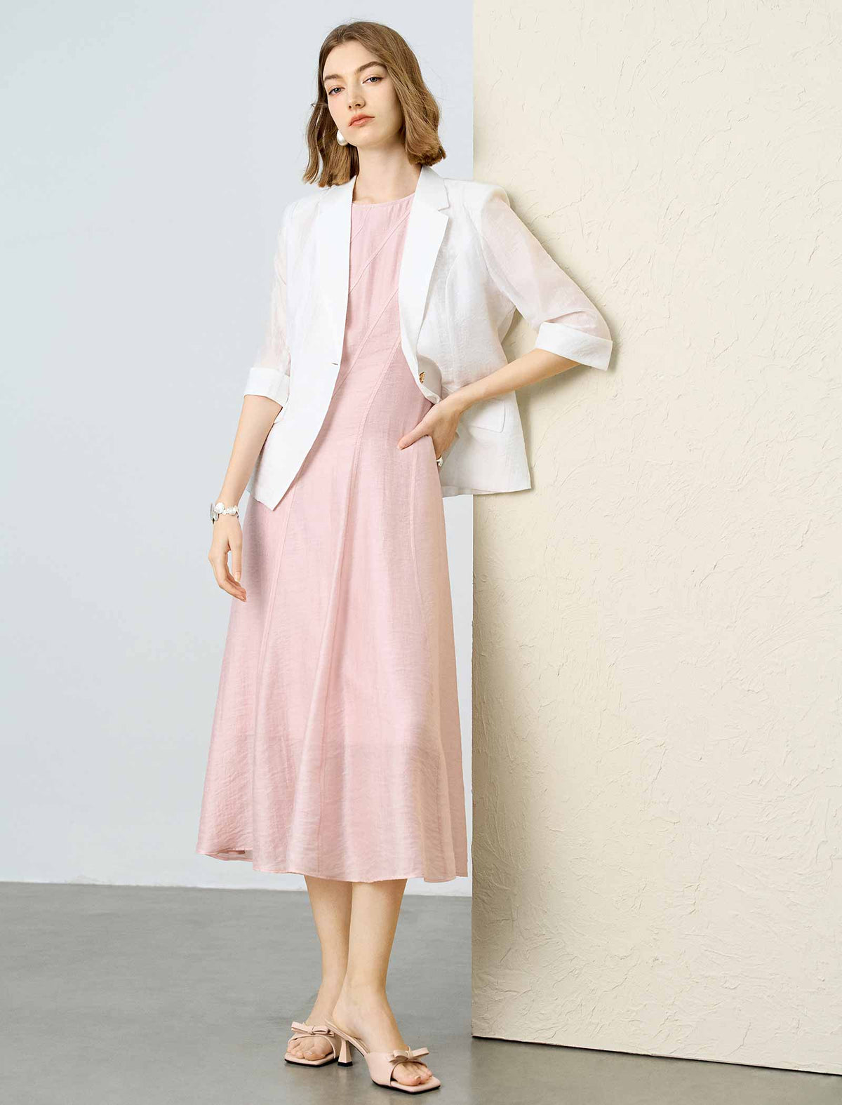 Tencel Linen Sleeveless A-Line Skater Midi Dress
