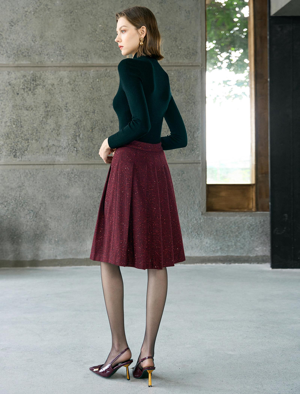 Burgundy Sequin Two‑Piece Set