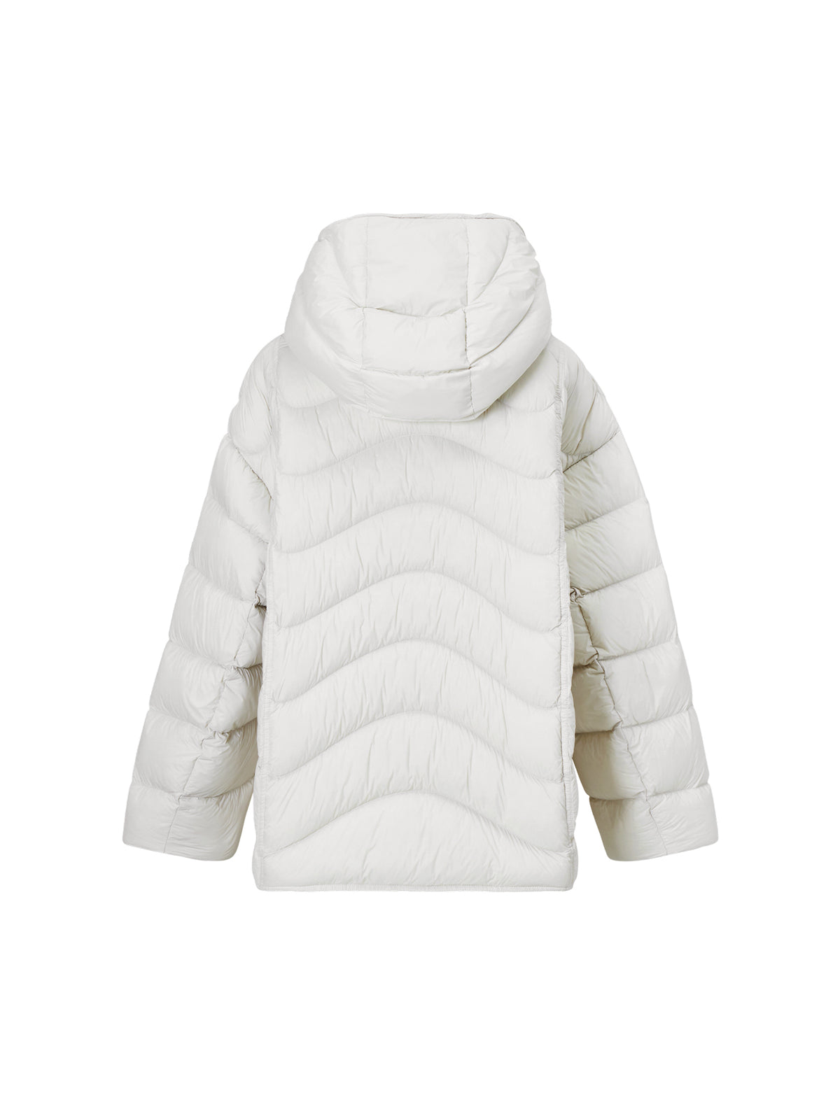 Wave-Quilted Hooded Drawstring Cropped Puffer Jacket