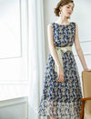 Chiffon Tie-Waist Floral Sleeveless Dress