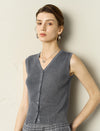 V-Neck Slim Fit Buttoned Knit Tank Top