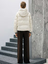 Floral Pattern Hooded Zip-Front Cropped Puffer Jacket