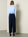 Wide-Leg Navy Ankle Pants