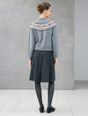 100% Wool Fair Isle Crewneck Button-Front Cardigan