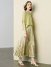 Flowy Textured Pleated Midi Skirt