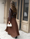 Coffee Pleated Maxi Skirt